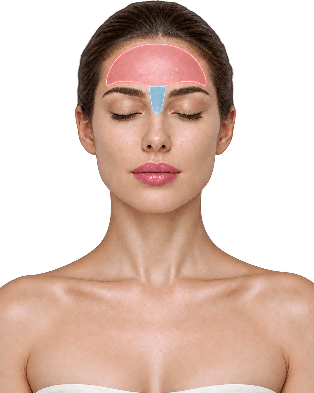 Face area map: Forehead · Between the brows